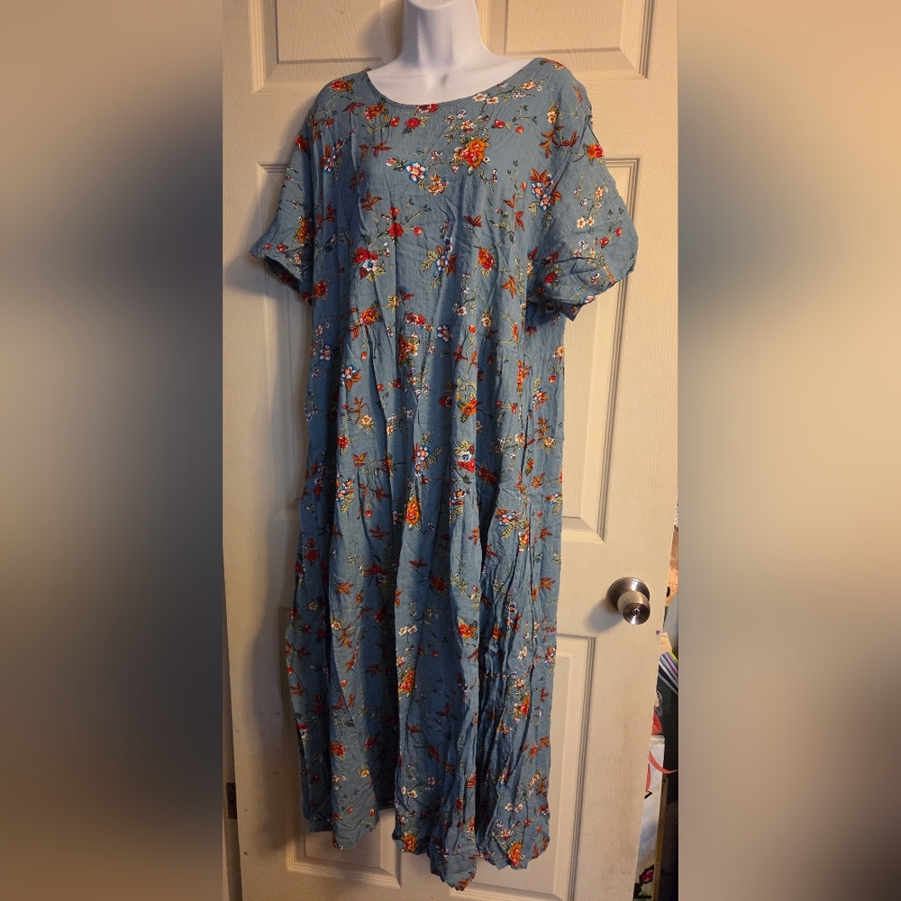 Floral Blue Maxi Dress 2XL
